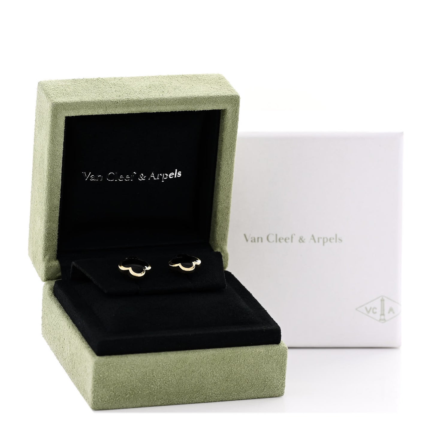 18K Yellow Gold Onyx Pure Alhambra Earrings