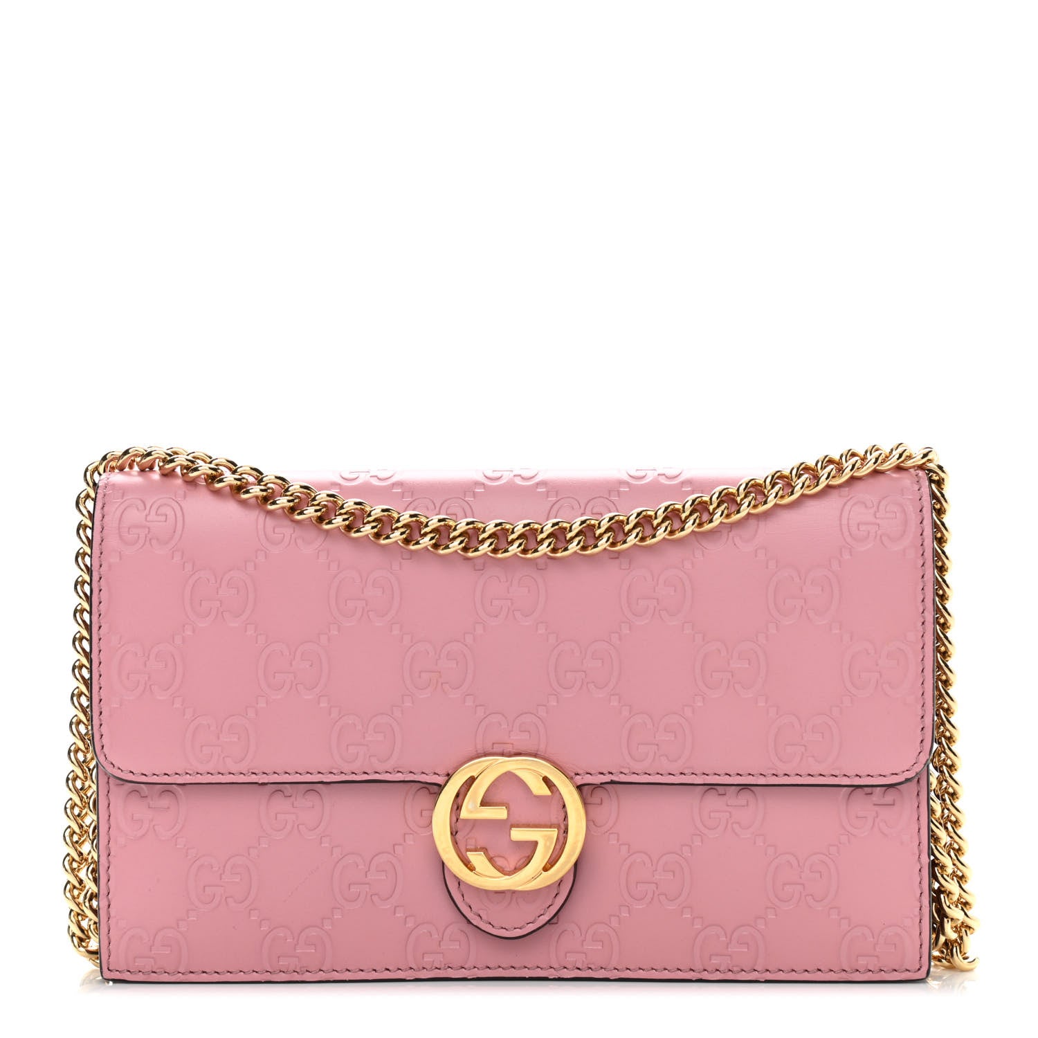 Gucci Guccissima Icon Chain Wallet Carmine Rose 1 of 12