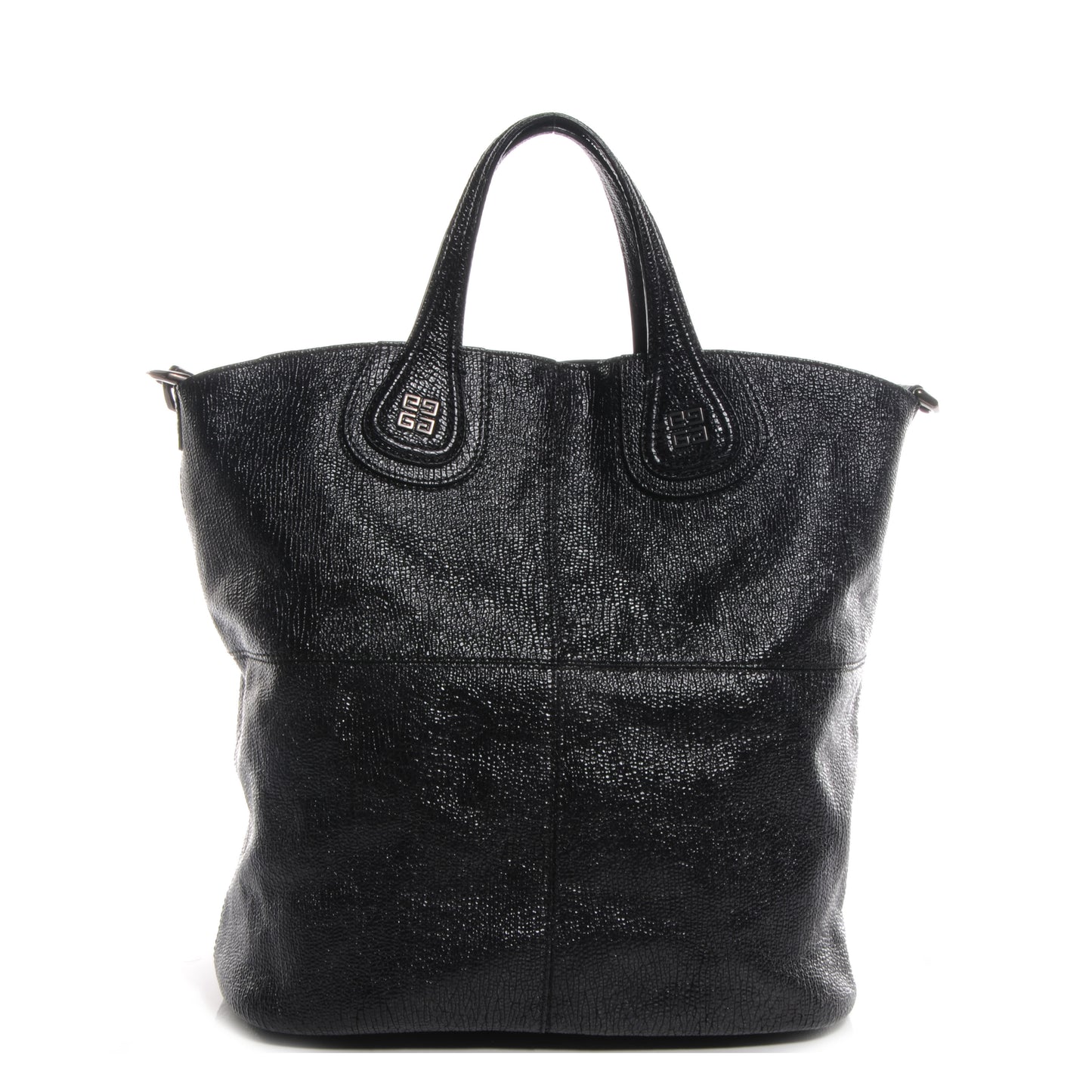 Glazed Pebbled Calfskin North South Nightingale Black