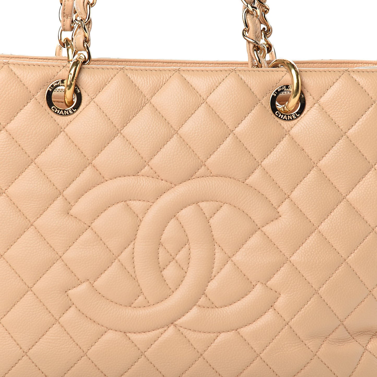 Caviar Quilted Grand Shopping Tote GST Beige