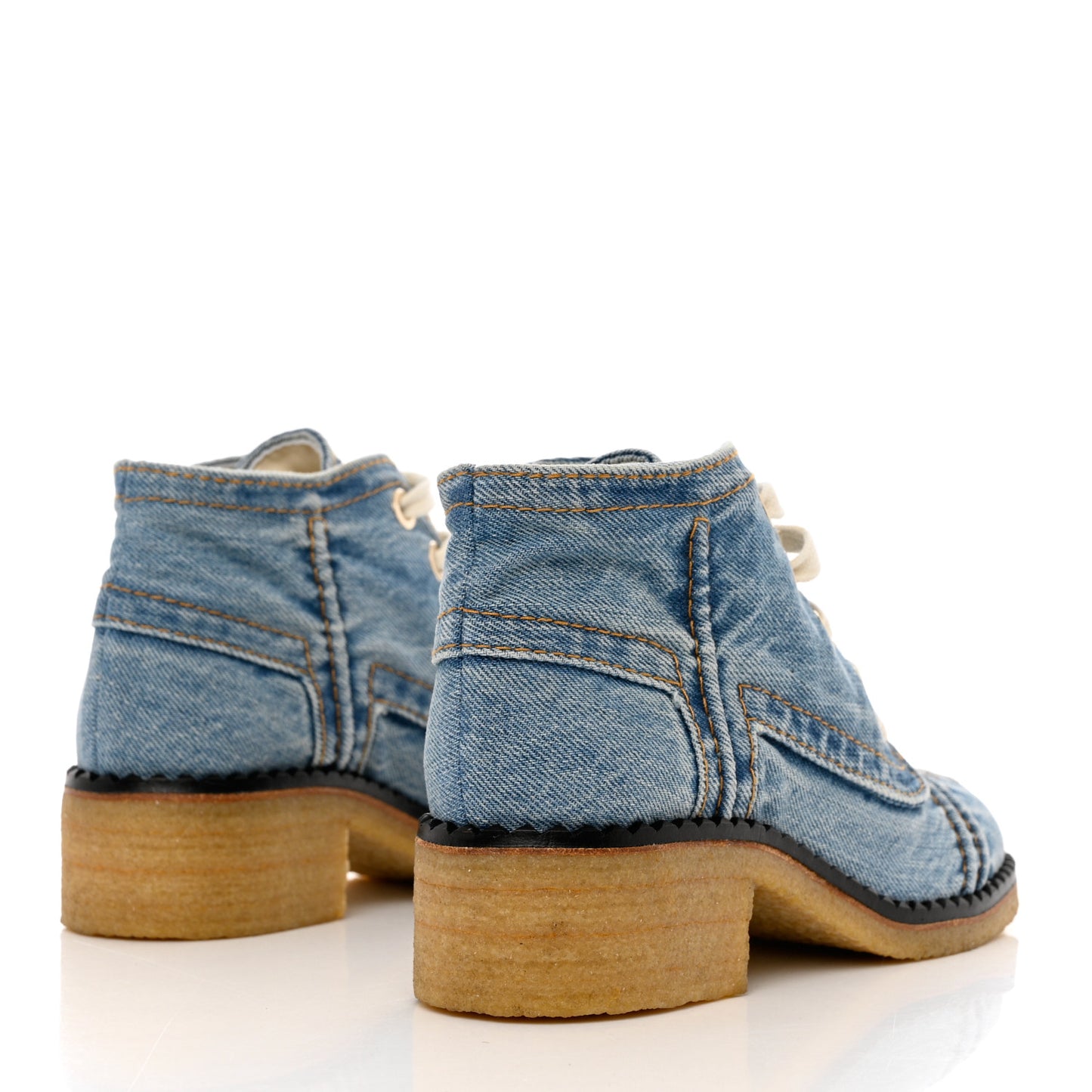 Denim Lace Up Boots 35 Light Blue