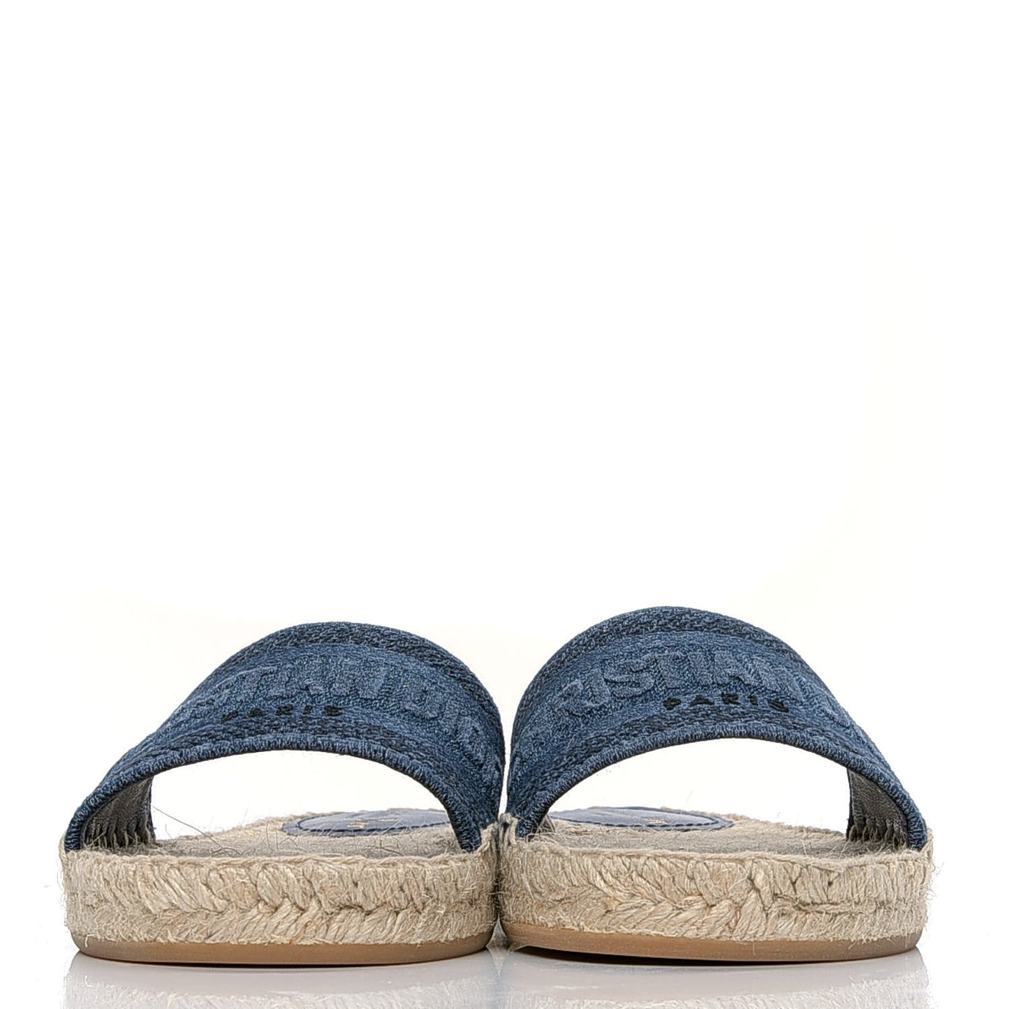 Denim Embroidered Granville Espadrille Flat Slide Sandals 35.5 Blue