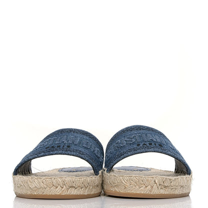 Christian Dior Denim Embroidered Granville Espadrille Flat Slide Sandals 35.5 Blue 2 of 6