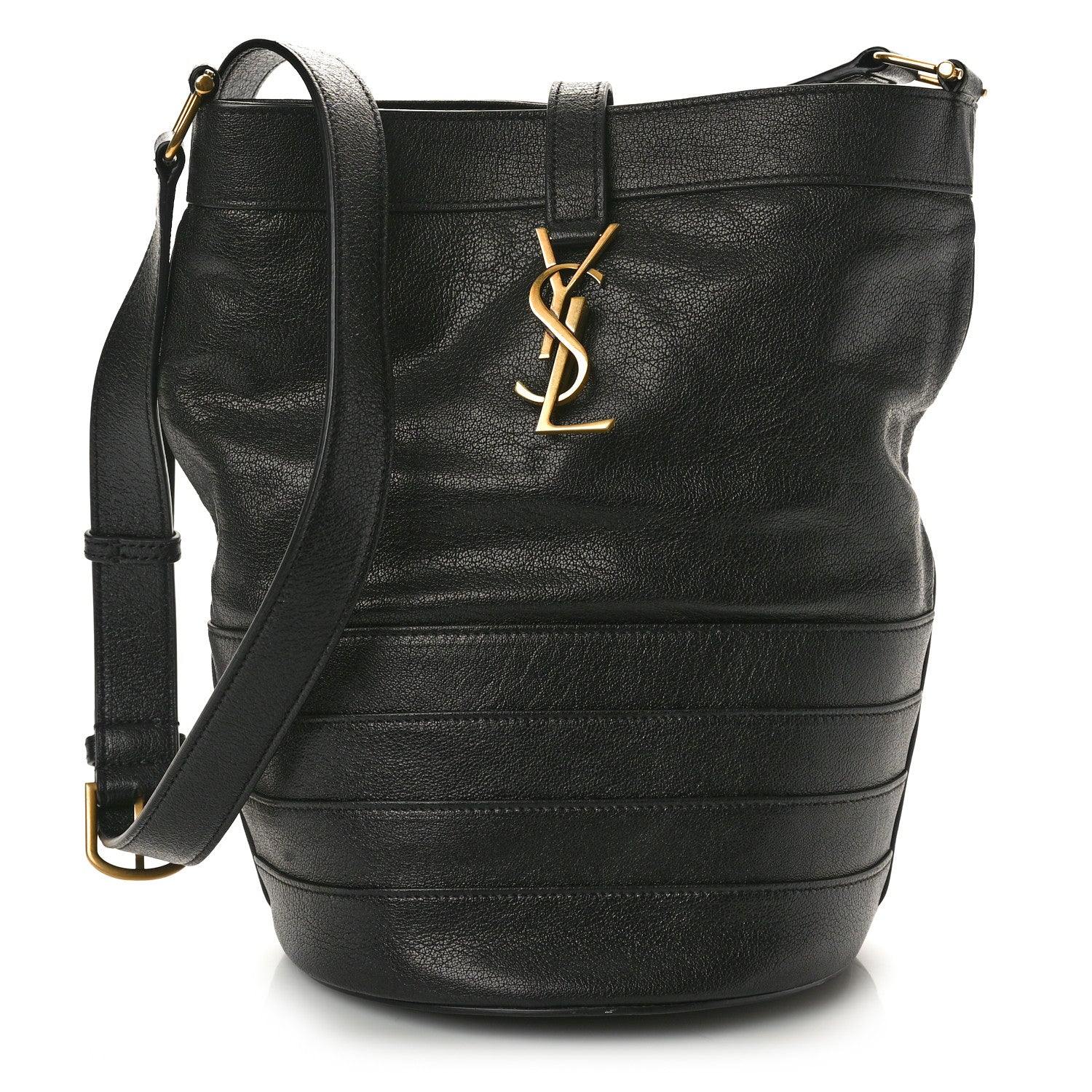 Saint Laurent Lambskin Seau Fermoir Bucket Bag Black 1 of 10