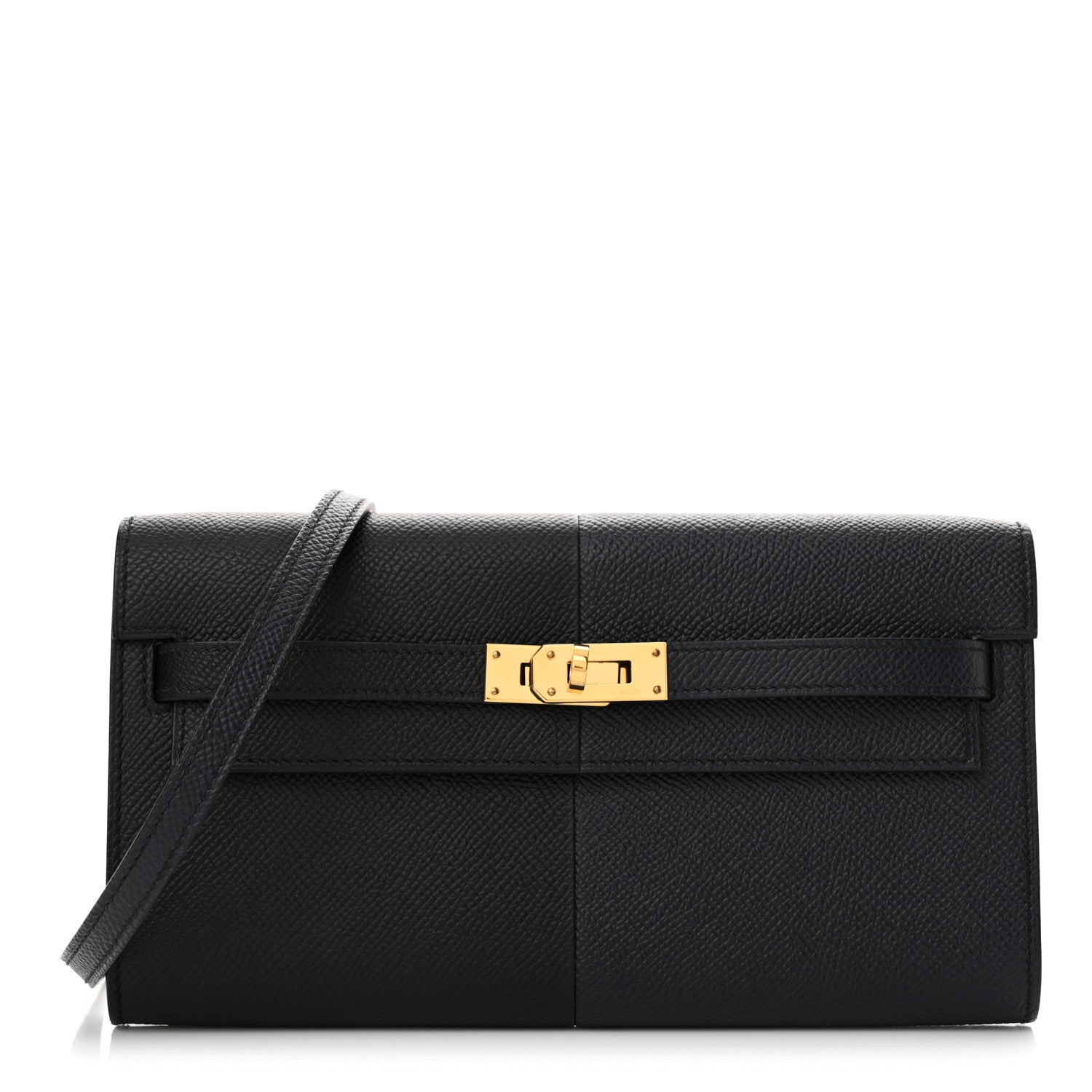 Hermes Epsom Casaque Kelly Wallet To Go Black Bleu Indigo Bleu Frida 1 of 12