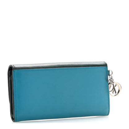Christian Dior Smooth Calfskin Bicolor Diorissimo Long Wallet Turquoise Dark Green 3 of 11