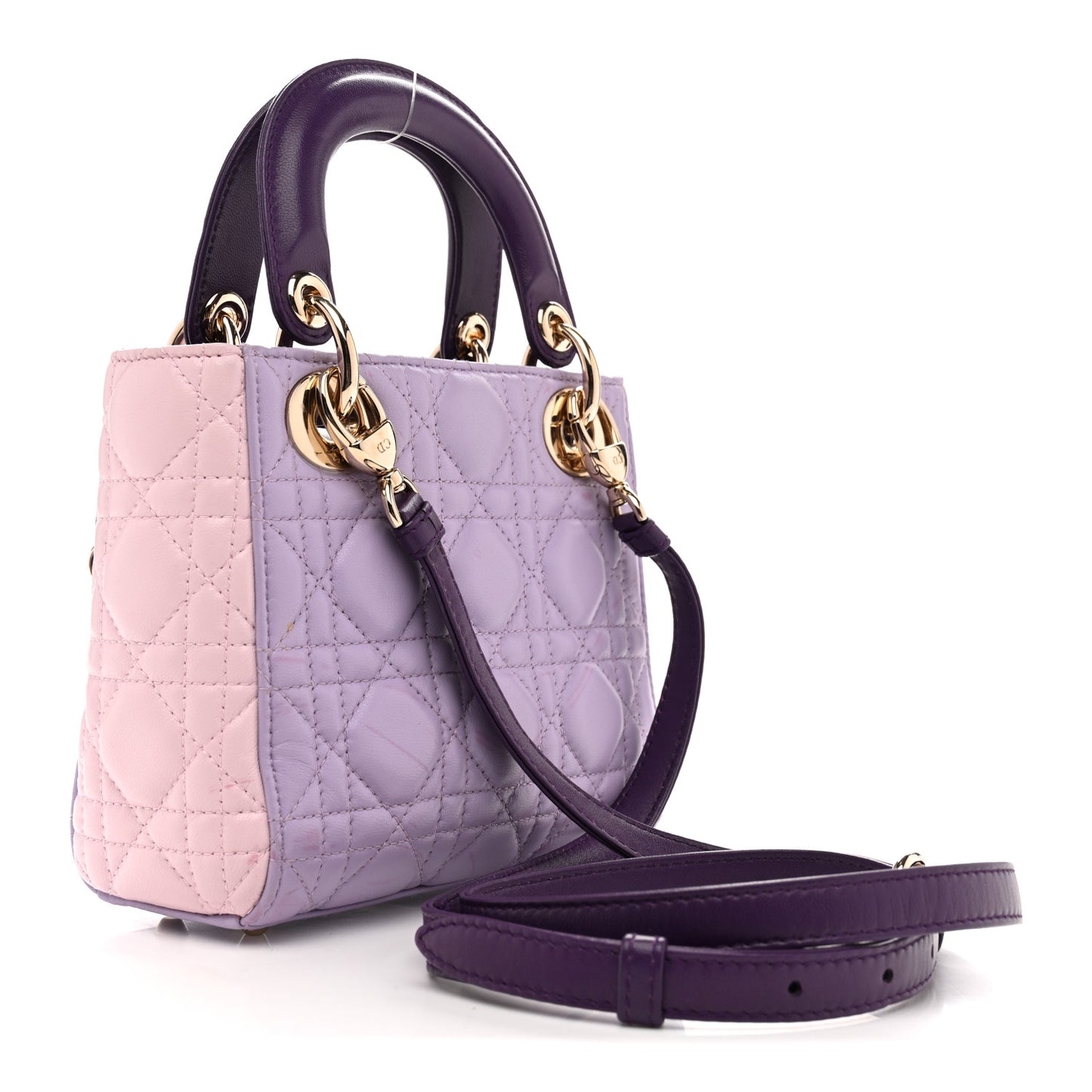 Lambskin Cannage Mini Bi-Color Lady Dior Purple Pink