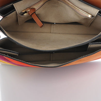 Chloe Calfskin Suede Rainbow Patchwork Medium Faye Shoulder Bag Caramel 5 of 6