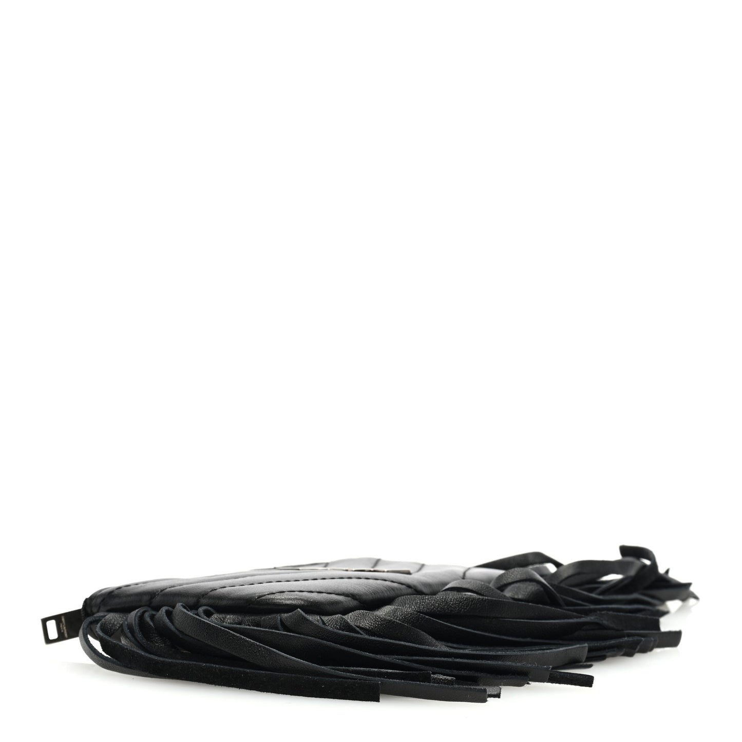 Calfskin Monogram Small Fringe Key Pouch Black