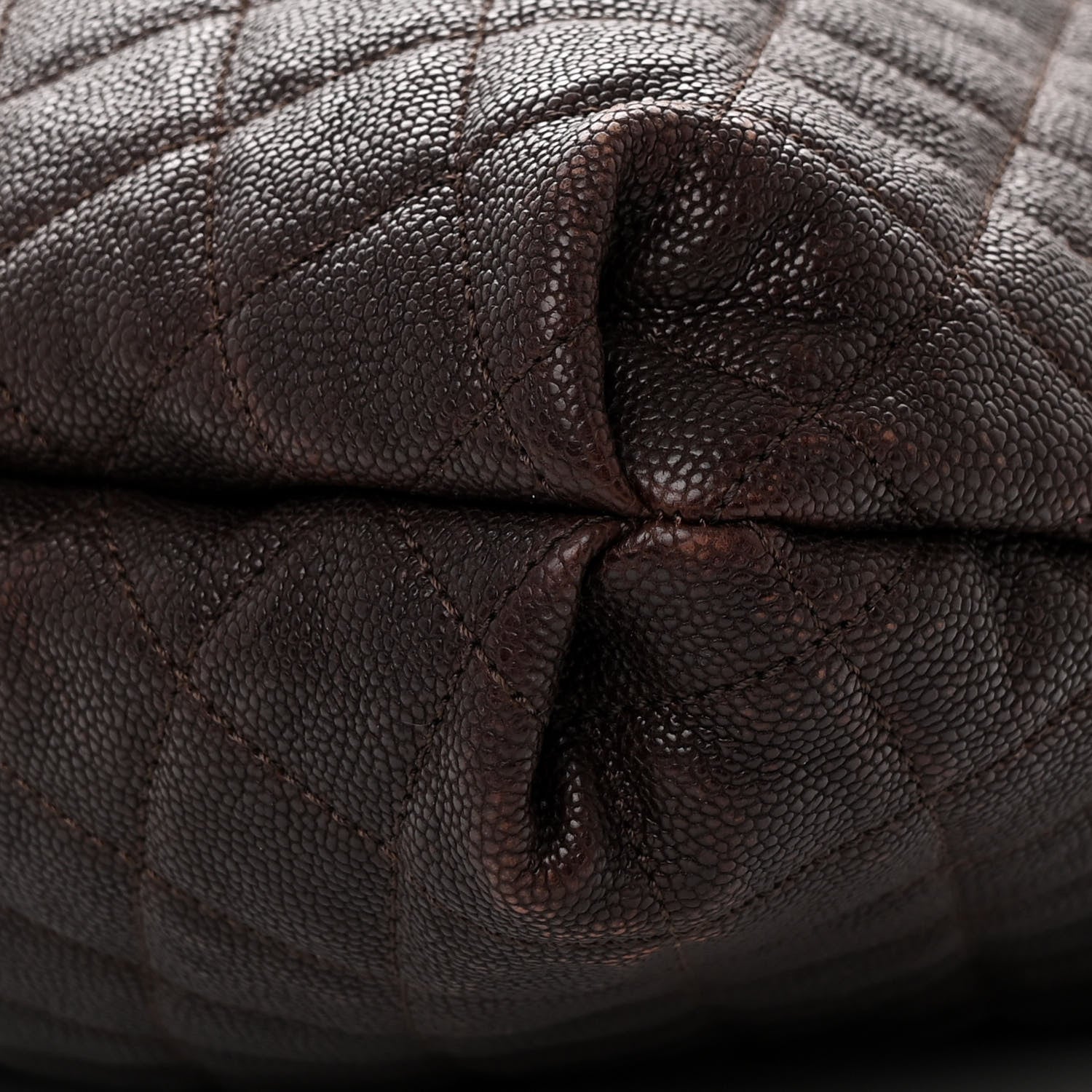 Chanel Distressed Glazed Caviar Quilted Large Elastic Tote Brown 10 of 10
