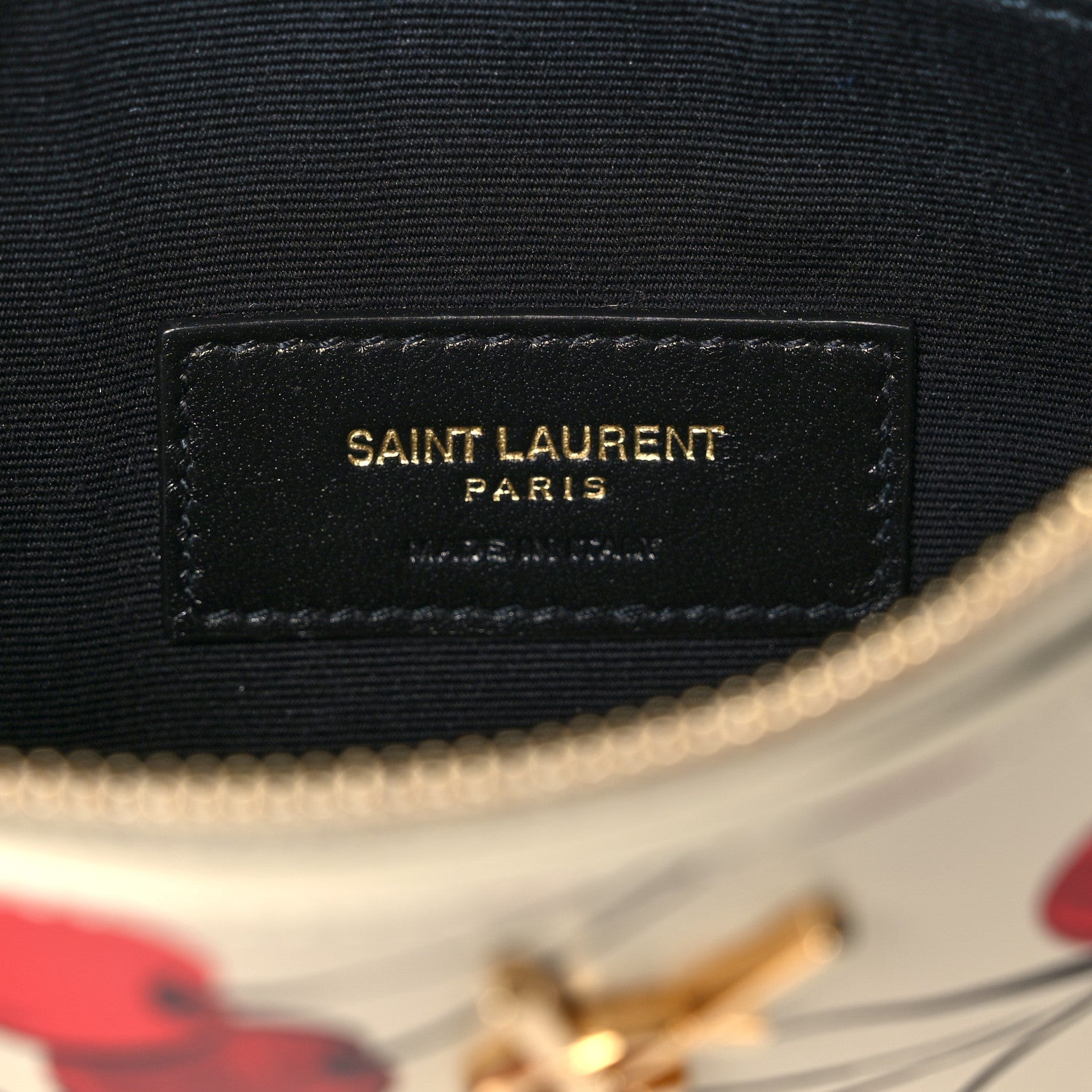 Saint Laurent Calfskin Monogram Cherry Print Zip Bill Pouch 6 of 11