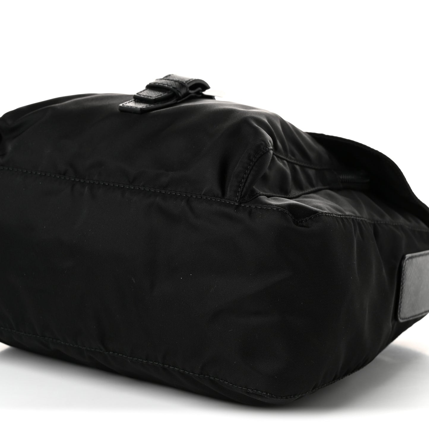 Nylon Vela Saffiano Single Buckle Messenger Shoulder Bag Black