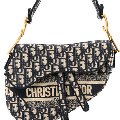 Christian Dior Oblique Embroidered Saddle Bag Blue 8 of 11