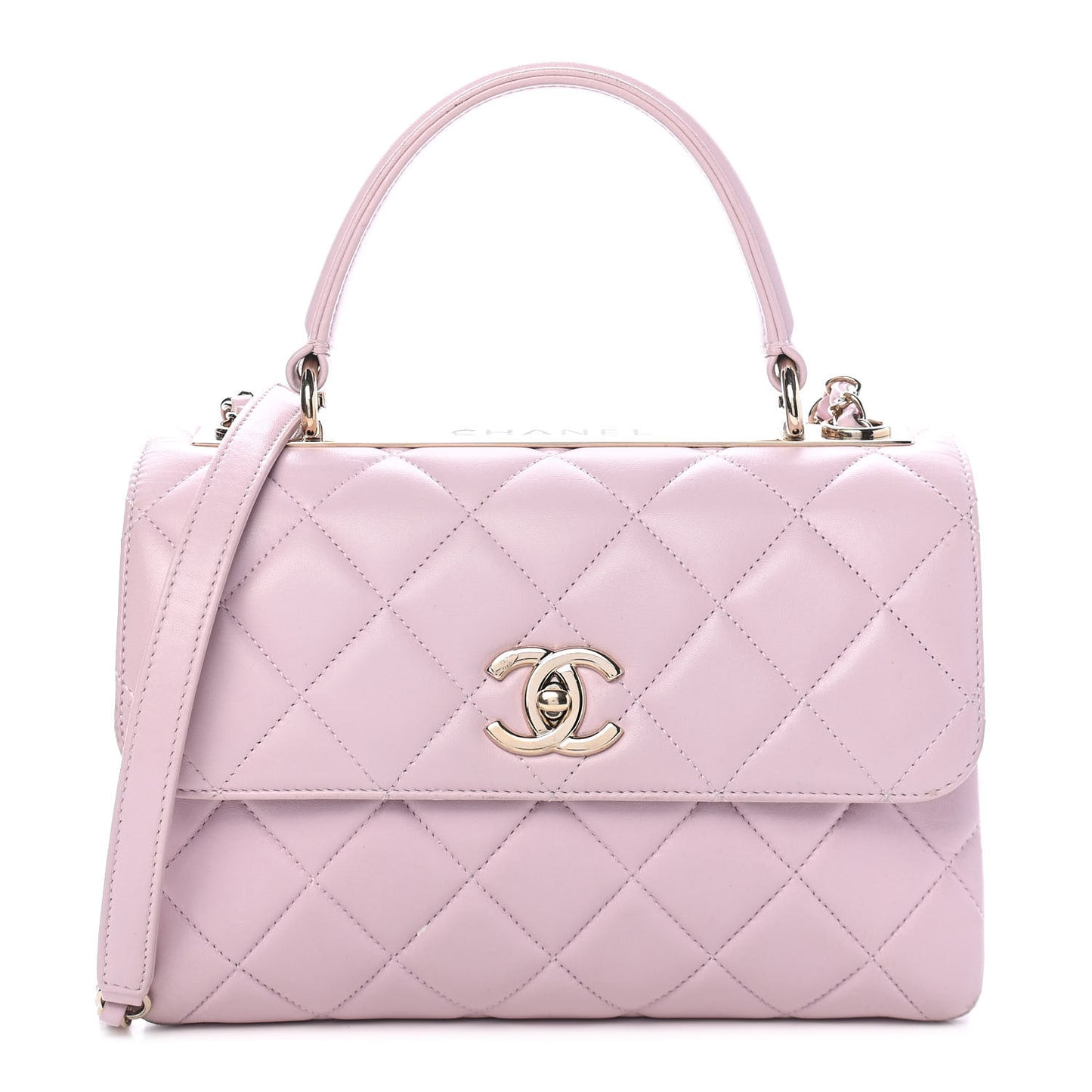 Lambskin Quilted Small Trendy CC Flap Dual Handle Bag Light Pink
