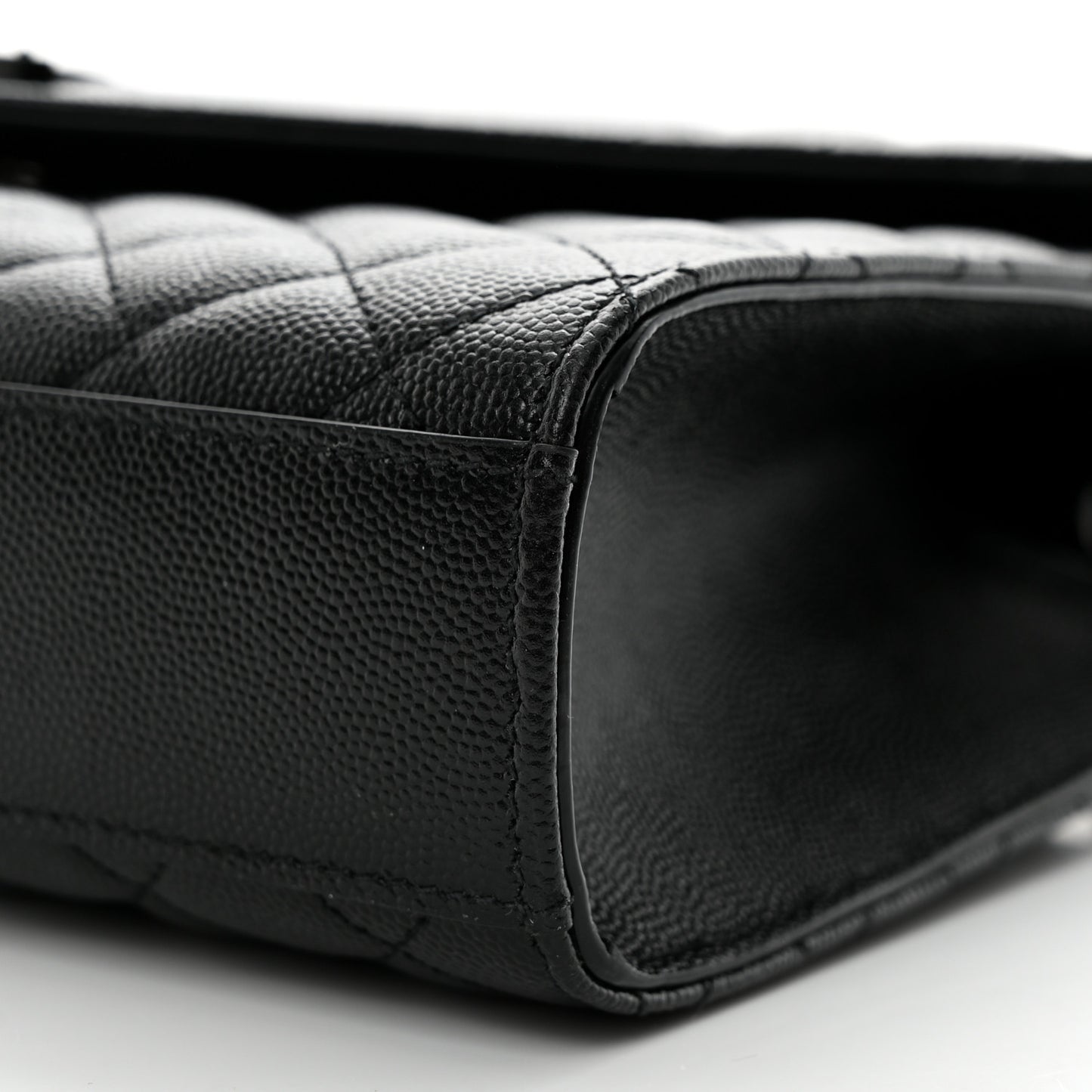 Grain De Poudre Textured Mixed Matelasse Triquilt Medium Monogram Monochrome Satchel Black