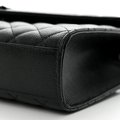 Saint Laurent Grain De Poudre Textured Mixed Matelasse Triquilt Medium Monogram Monochrome Satchel Black 11 of 11