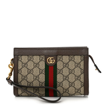 Gucci GG Supreme Monogram Web Ophidia Wristlet Brown 1 of 7