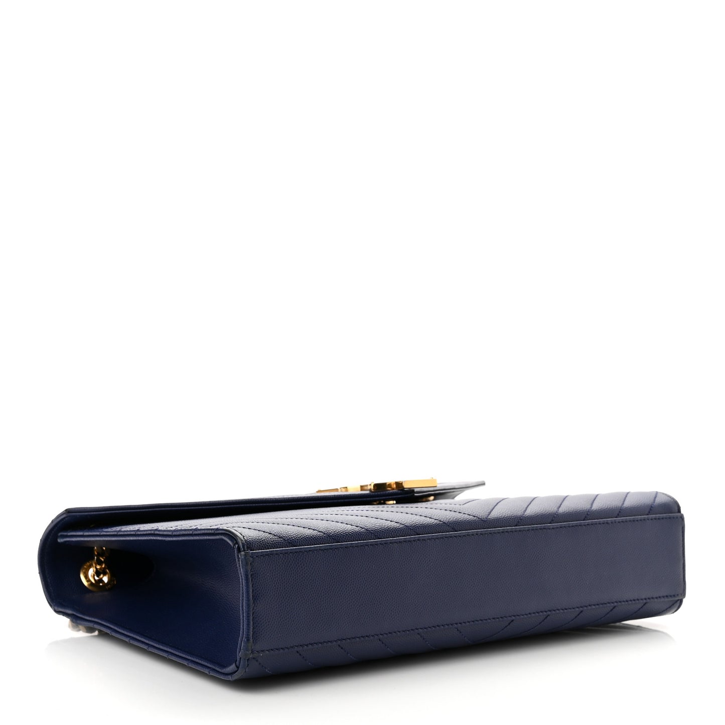 Grain De Poudre Matelasse Chevron Large Monogram Satchel Navy Blue