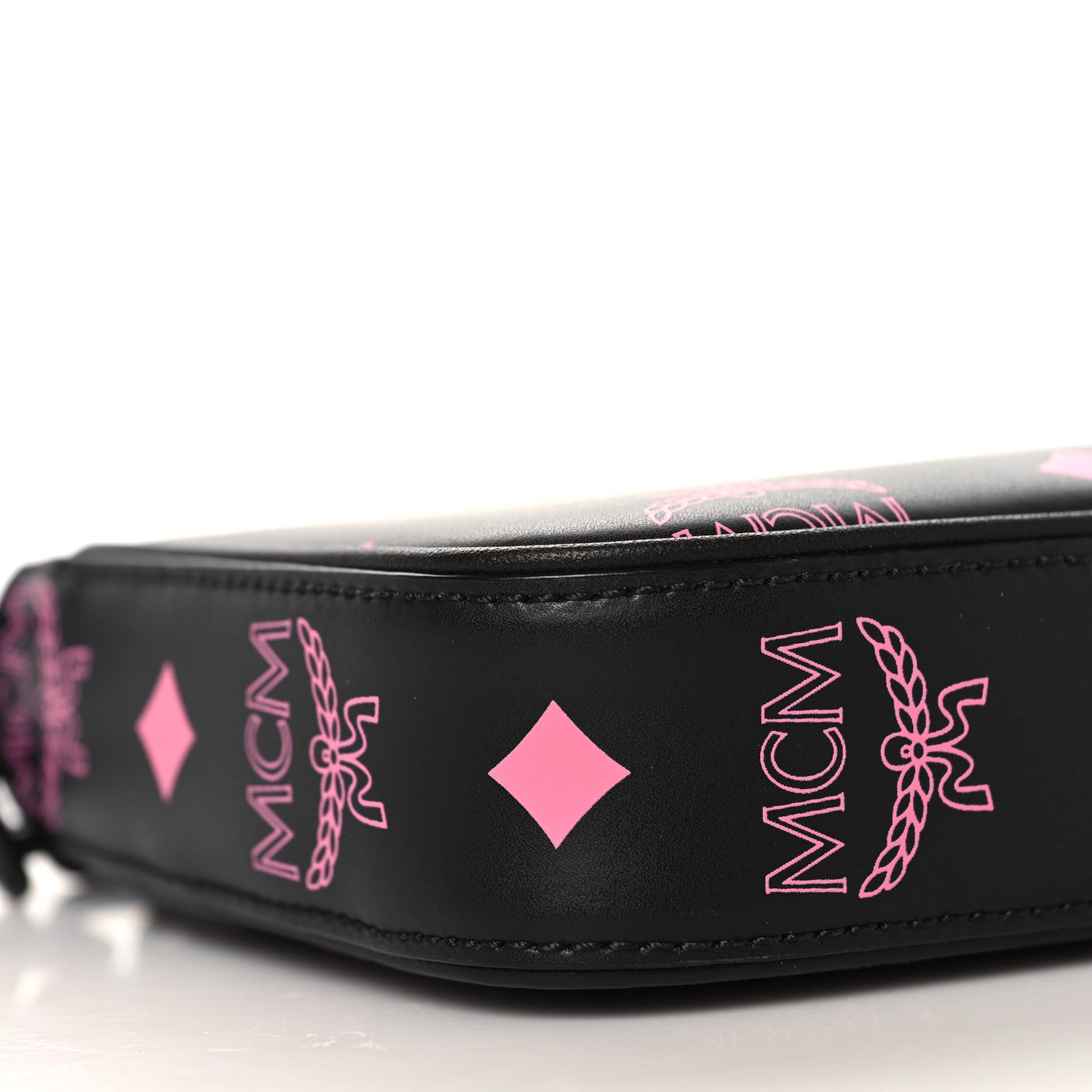 MCM Calfskin Color Splash Pouch on Chain Black Pink 8 of 9