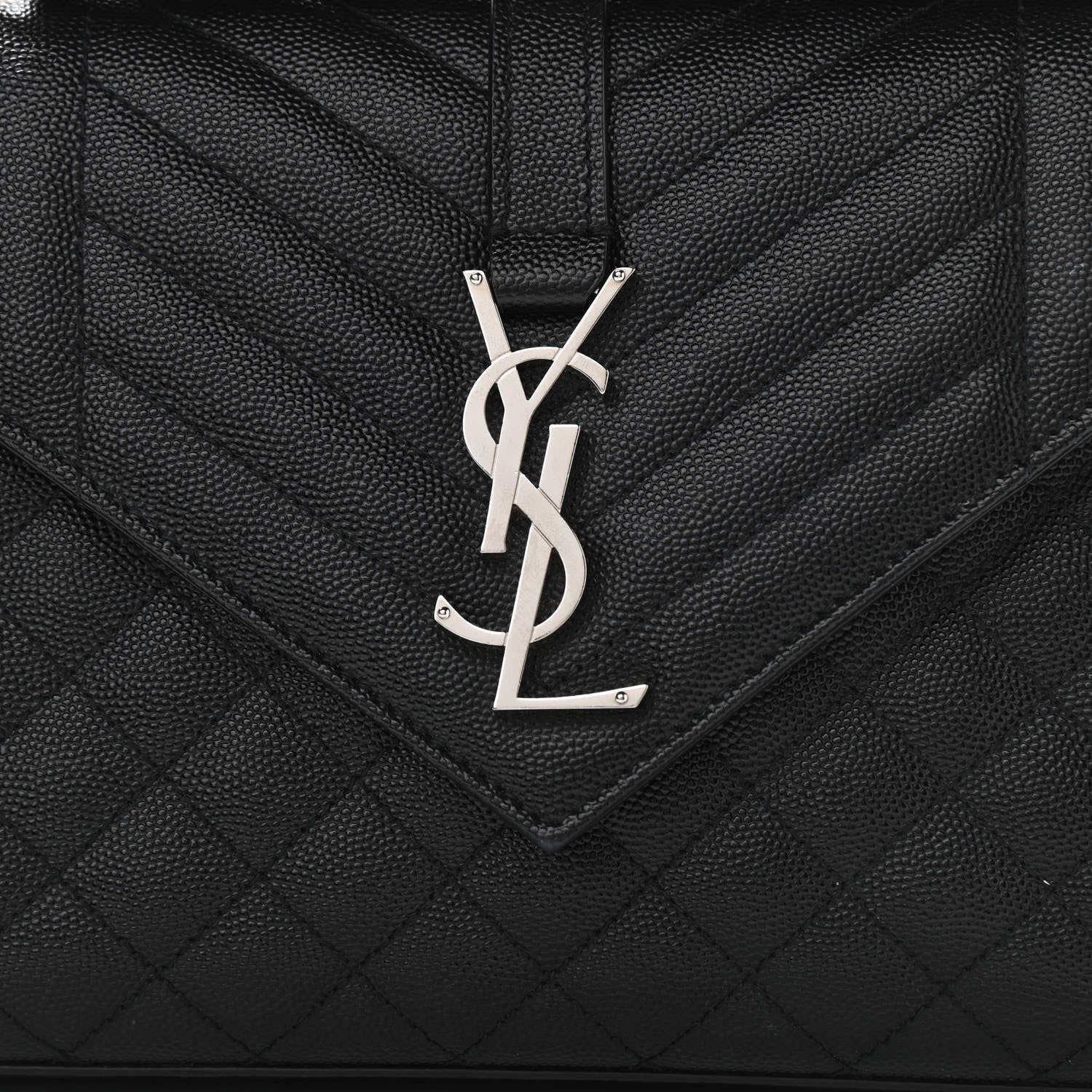 Saint Laurent Grain De Poudre Textured Mixed Matelasse Triquilt Medium Monogram Satchel Black 8 of 10