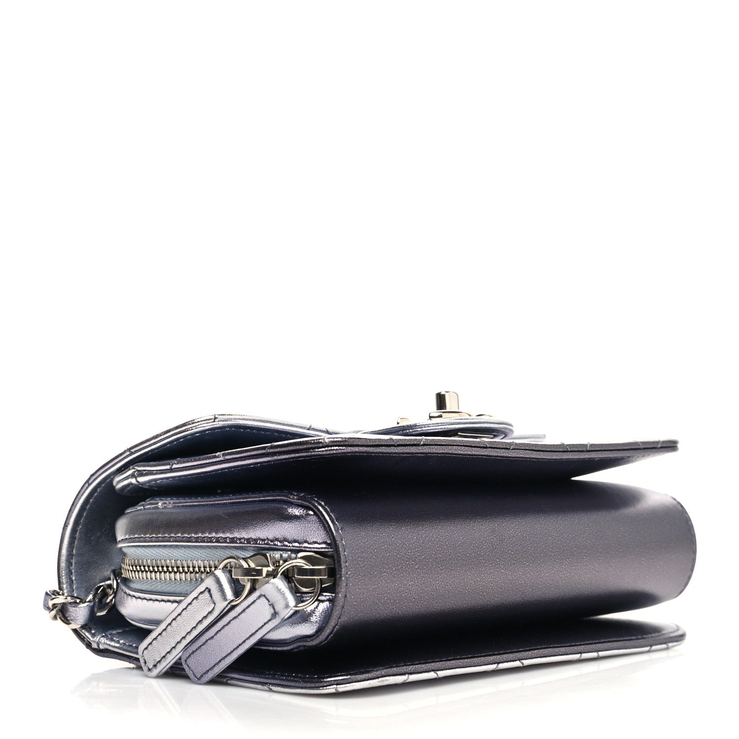 Chanel Metallic Lambskin Like A Wallet Flap Silvery Black 4 of 11