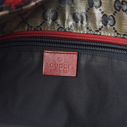 Gucci Crystal Monogram Large Web Handle Bucket Tote Red 6 of 9