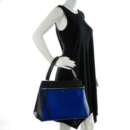 Celine Grained Calfskin Medium Bi-Color Edge Shoulder Bag Indigo Black 2 of 8