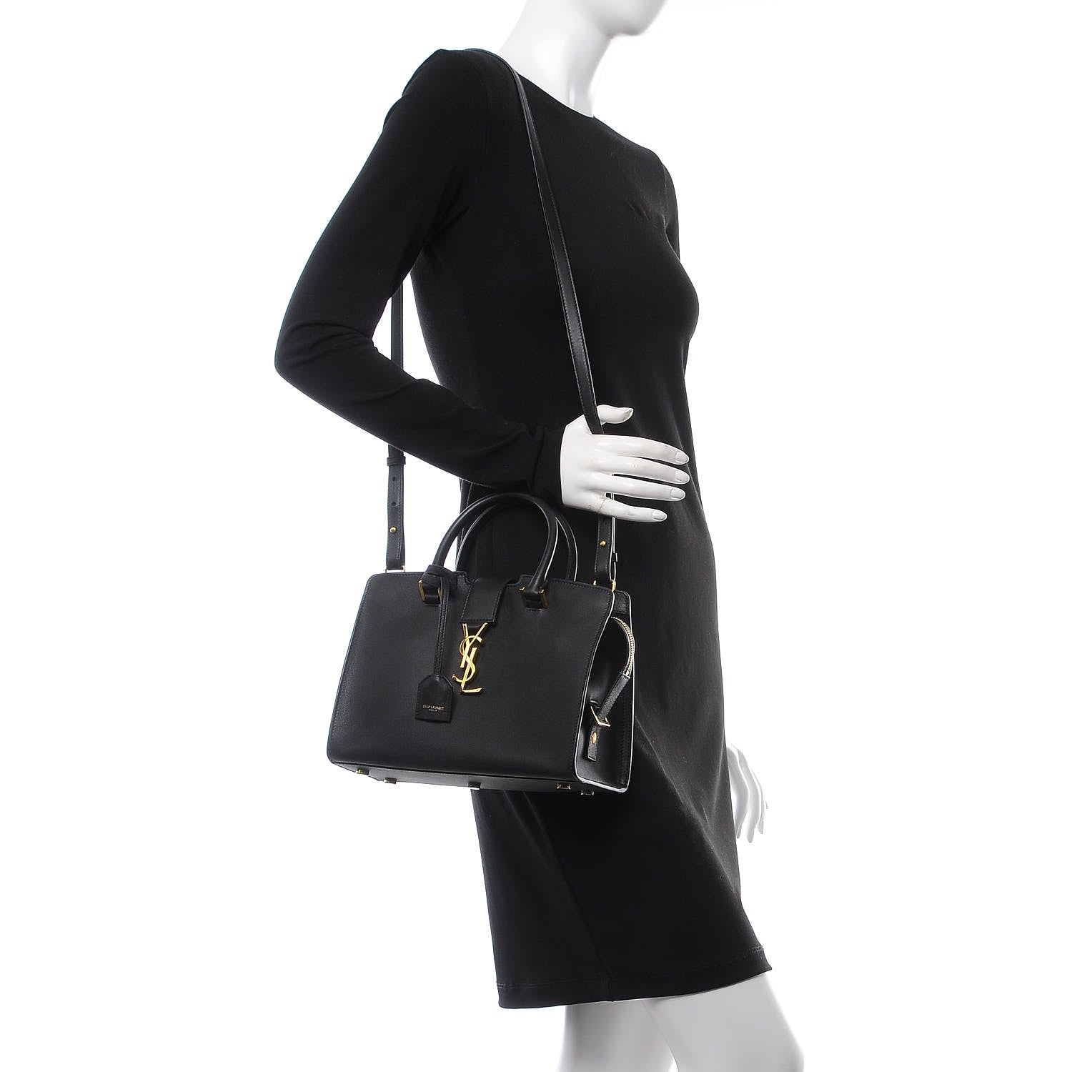 Saint Laurent Calfskin Monogram Baby Downtown Cabas Black 2 of 11