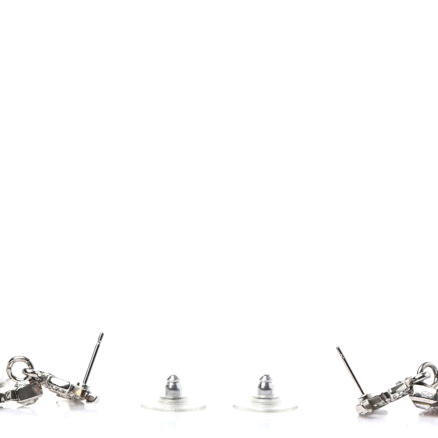 Crystal Heart CC Drop Earrings Silver Multicolor