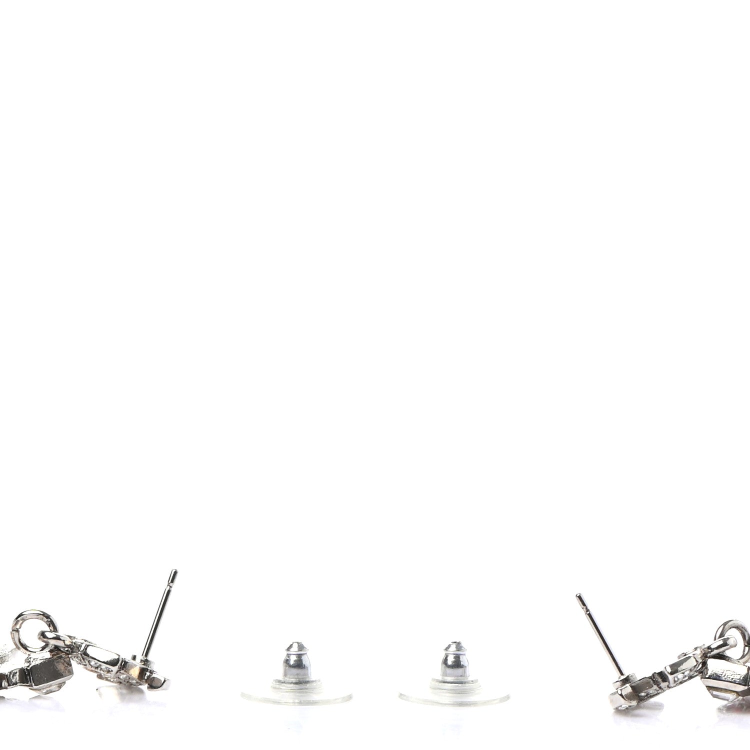 Chanel Crystal Heart CC Drop Earrings Silver Multicolor 3 of 5