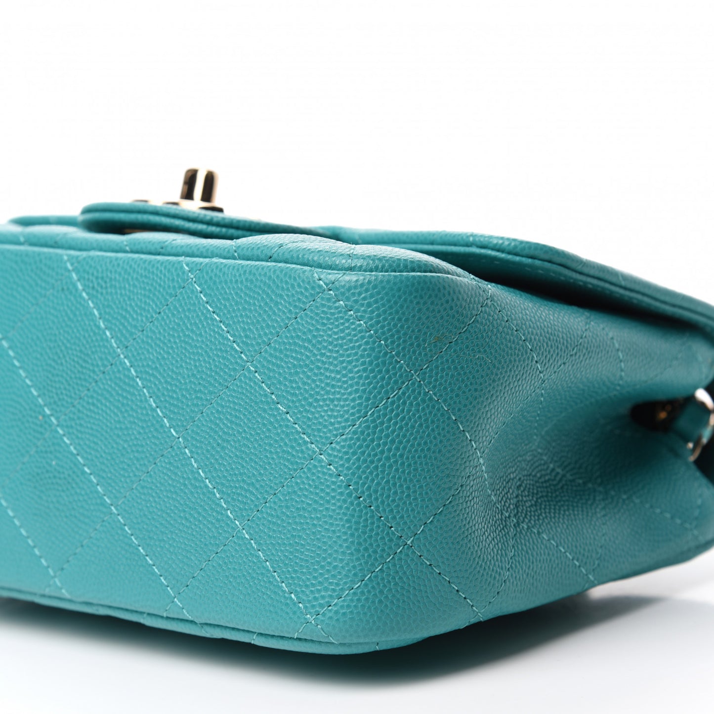 Caviar Quilted Mini Square Flap Turquoise