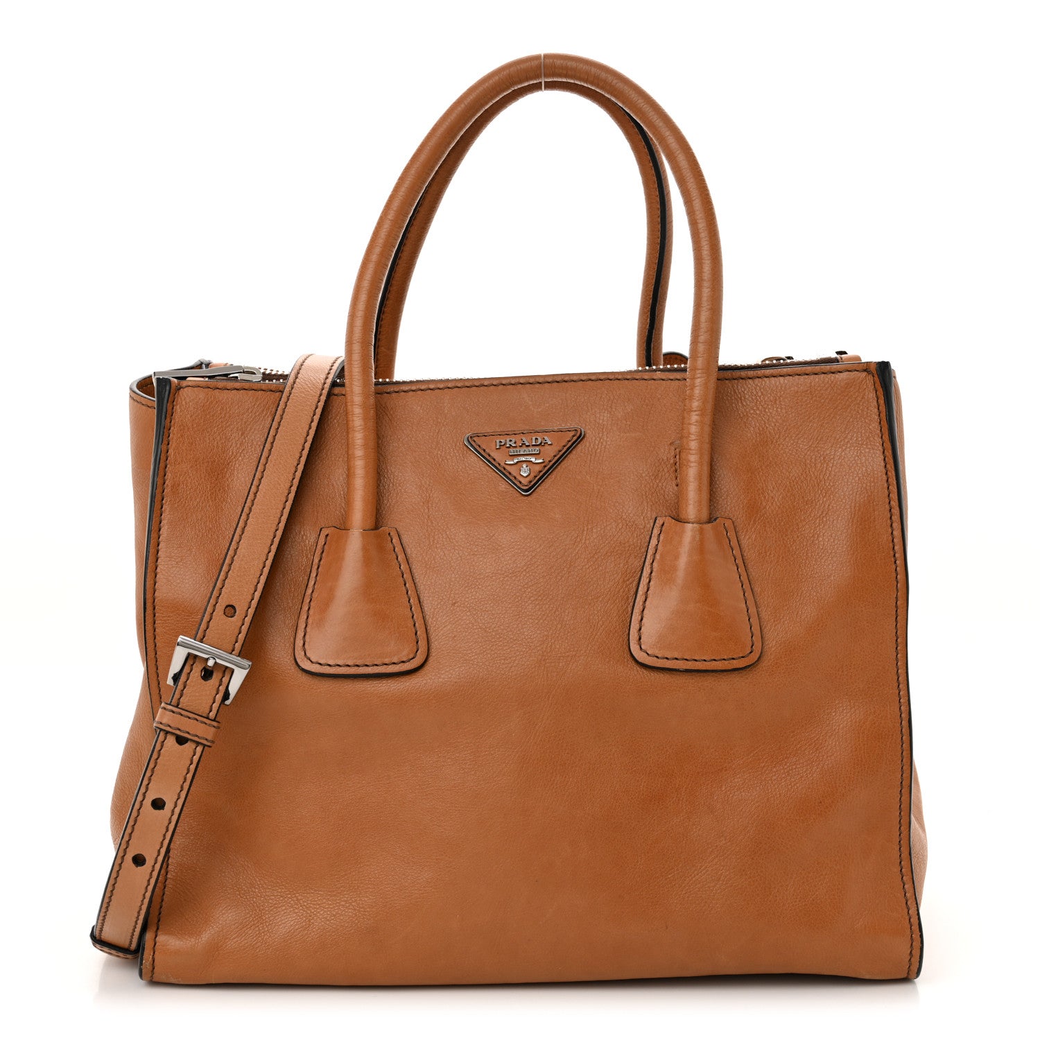 Prada Glace Calf Twin Pocket Tote Cannella 1 of 13