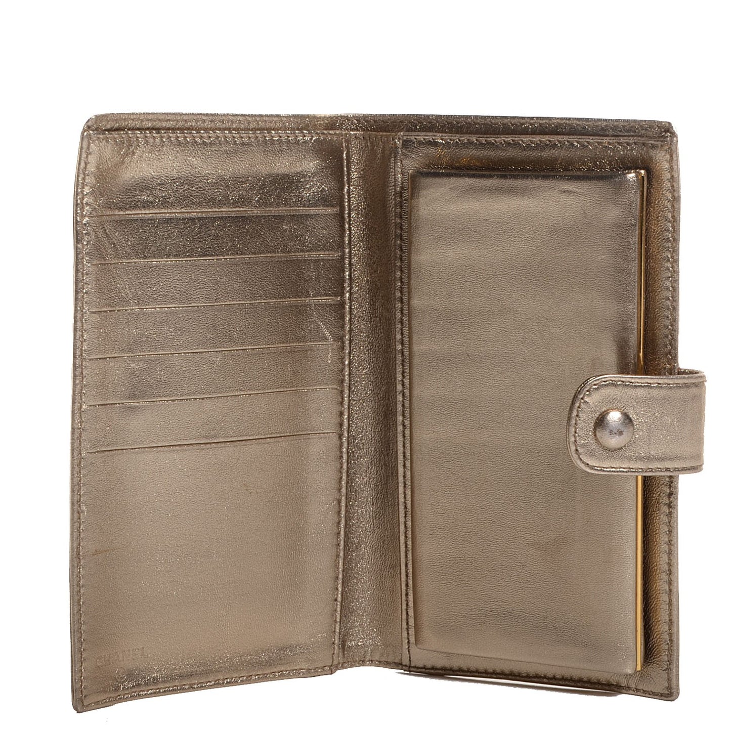 Metallic Lambskin Timeless CC French Wallet Gold
