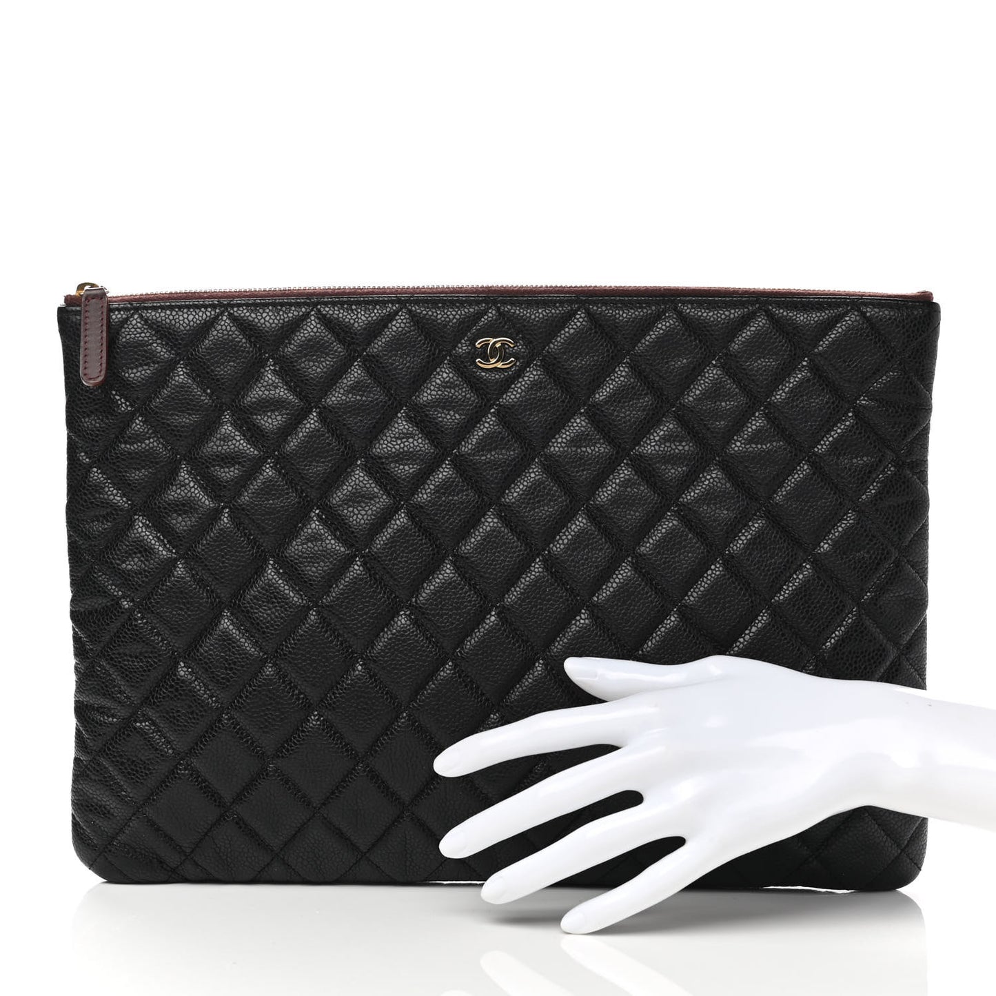 Caviar Quilted Large Cosmetic Case Black