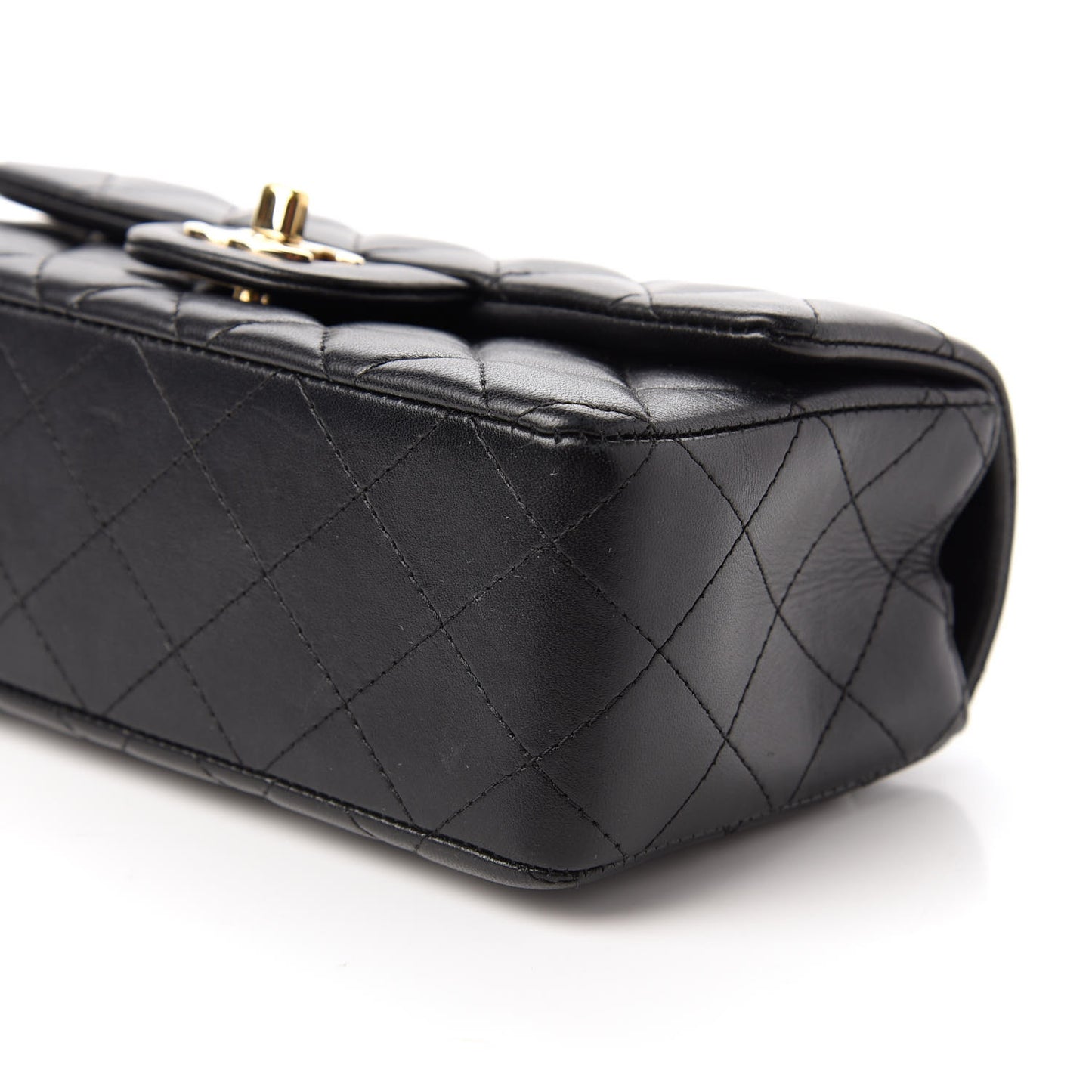 Lambskin Quilted Mini Rectangular Flap Black