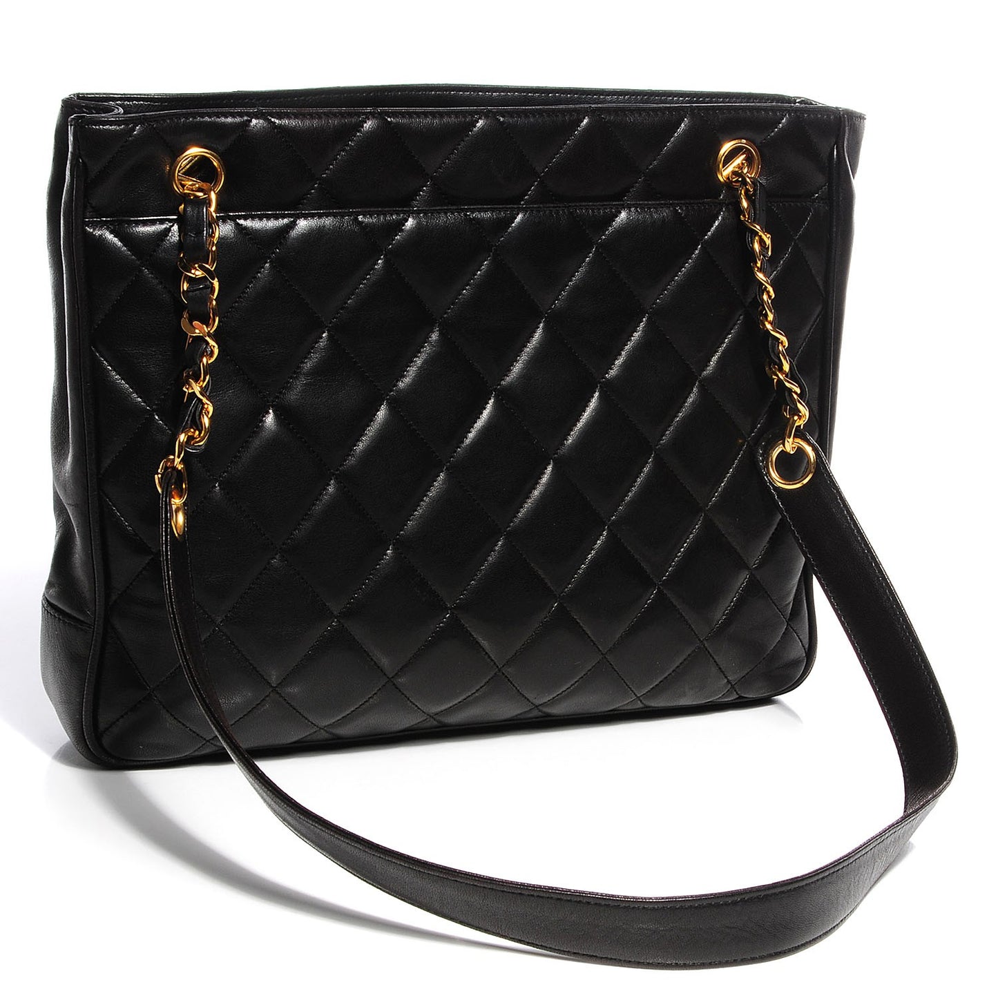 Lambskin Quilted Shopper Tote Black