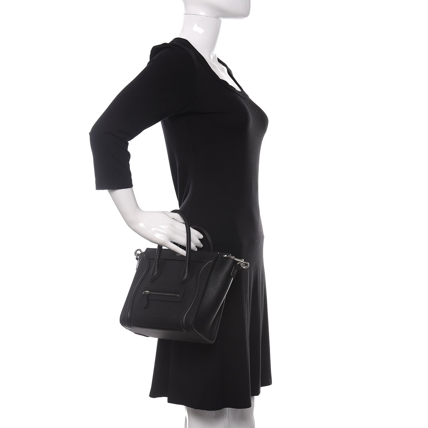 Celine Drummed Calfskin Nano Luggage Black 3 of 11