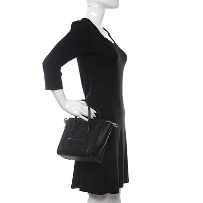 Celine Drummed Calfskin Nano Luggage Black 3 of 11