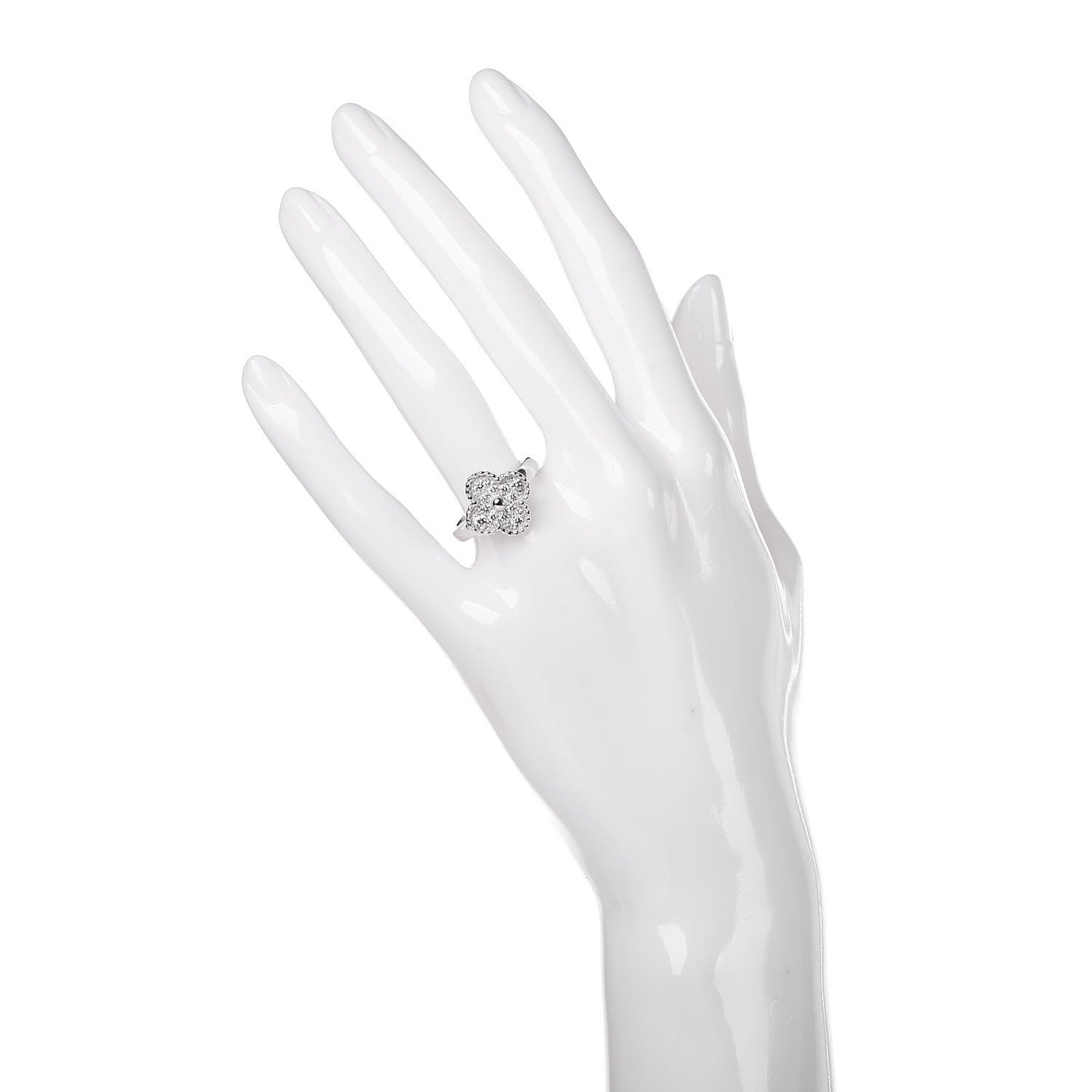 18K White Gold Diamond Vintage Alhambra Ring 53 6.25