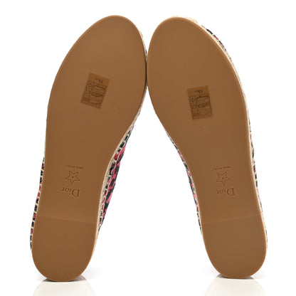 Christian Dior Cotton Embroidered Leopard Print Granville Espadrille 37 Red 4 of 9