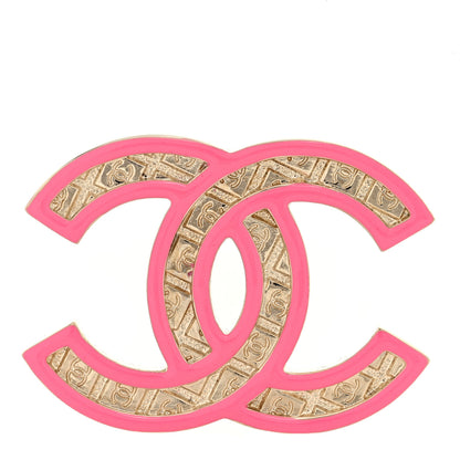 Chanel Resin Metal CC Brooch Gold Pink 1 of 3