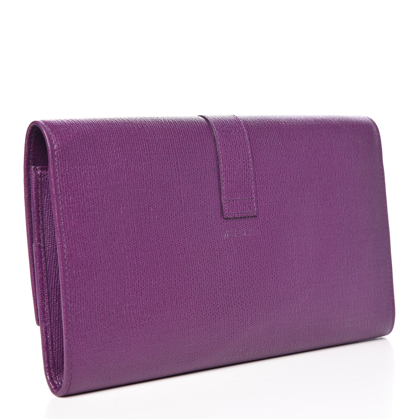 Textured Calfskin Classic Y Document Case Clutch Purple