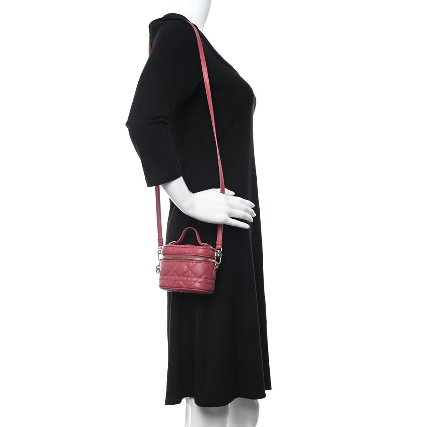Christian Dior Lambskin Cannage Micro Lady Dior Vanity Case Pink 2 of 9