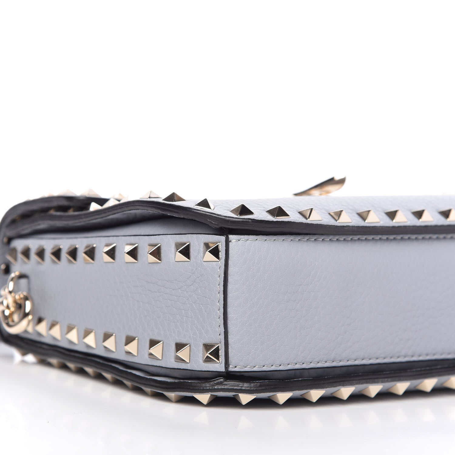 Valentino Garavani Pebbled Calfskin Medium Rockstud Flap Saddle Bag Stone 6 of 9