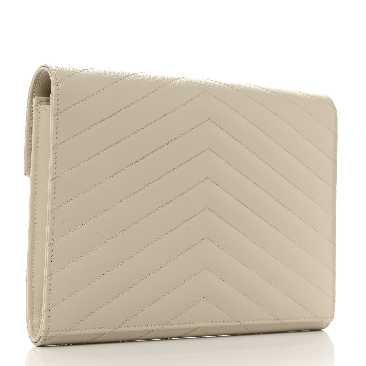 Grain De Poudre Matelasse Chevron Monogram Envelope Clutch Blanc Vintage