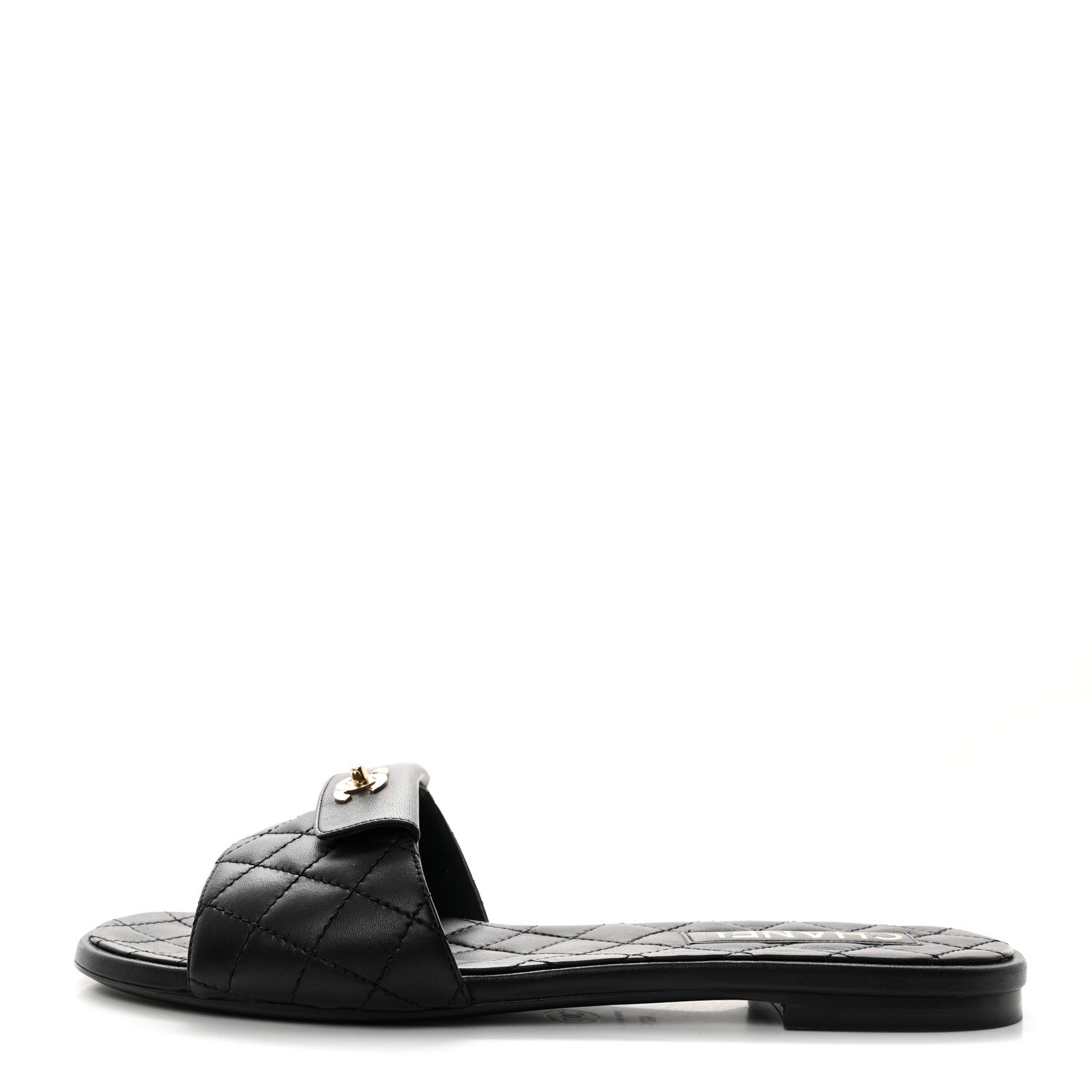 Chanel Lambskin Quilted CC Turnlock Sandals 40.5 Black 1 of 9