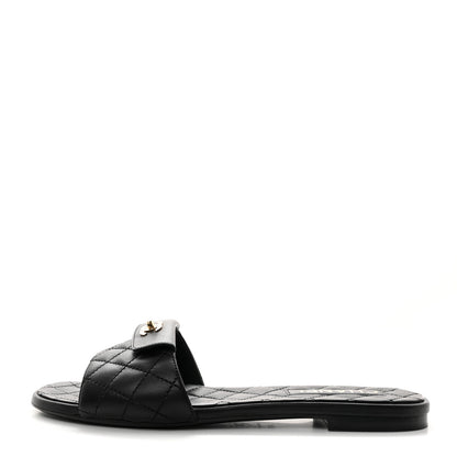 Chanel Lambskin Quilted CC Turnlock Sandals 40.5 Black 1 of 9