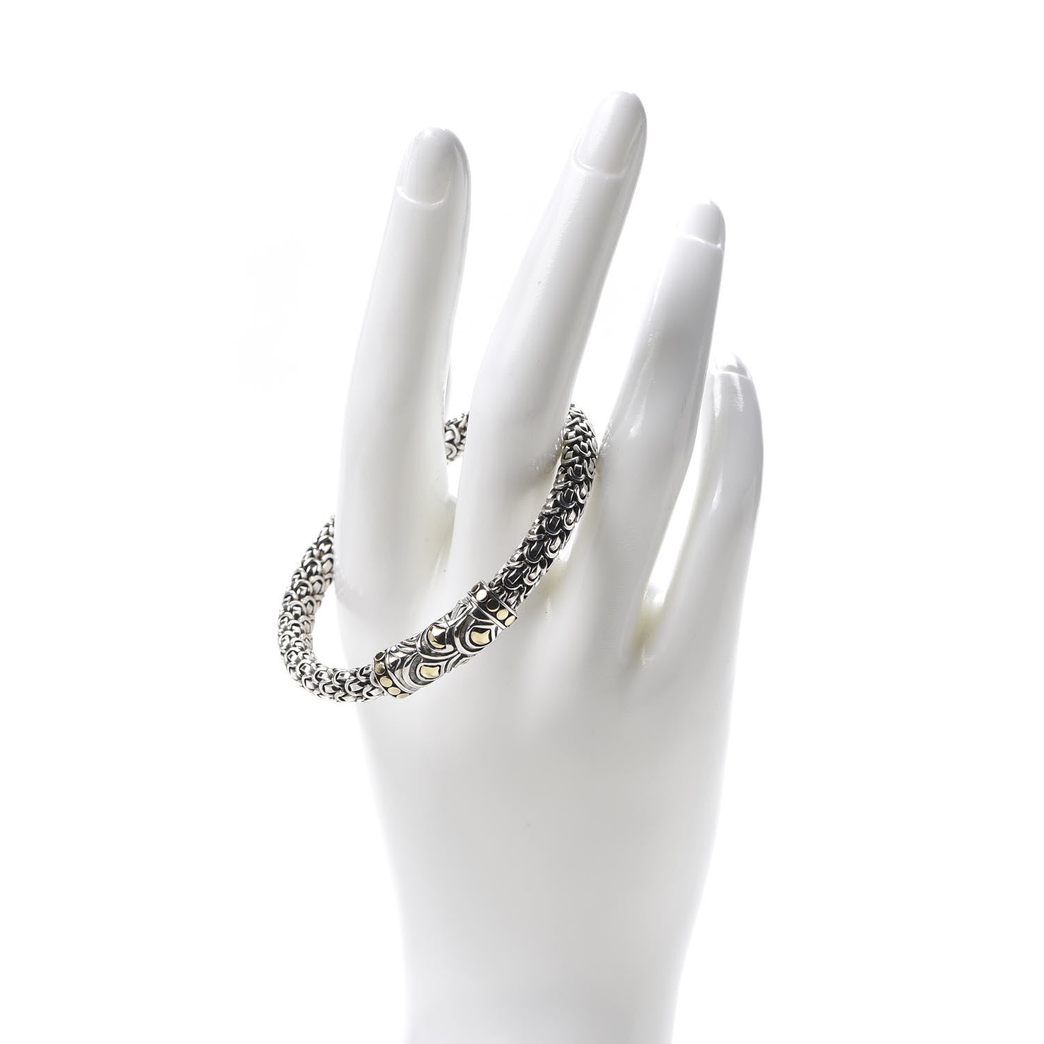 John Hardy Sterling Silver 18K Yellow Gold 6.5mm Legends Naga Station Bracelet 2 of 5