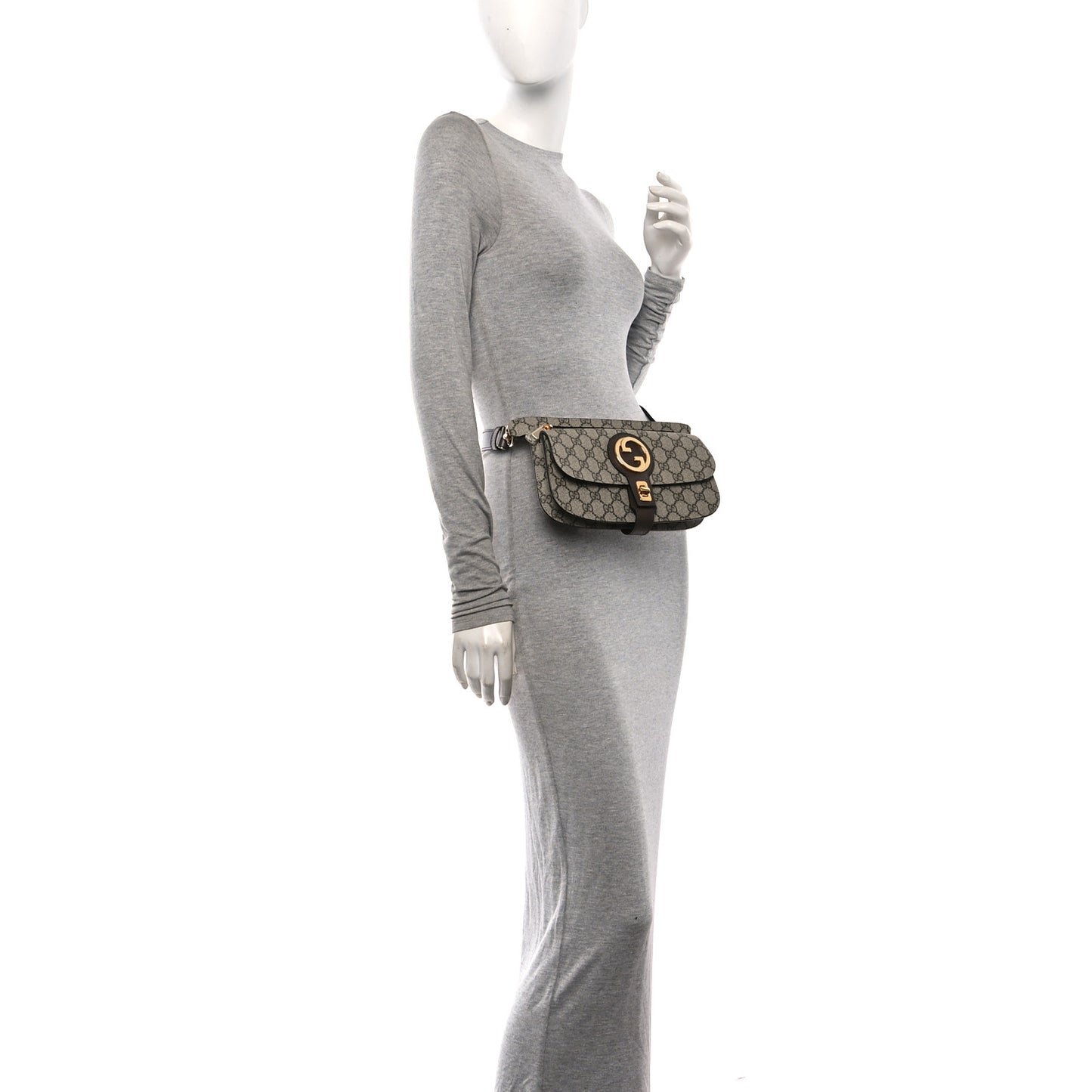 GG Supreme Monogram Textured Dollar Calfskin Blondie Belt Bag Beige Ebony New Acero