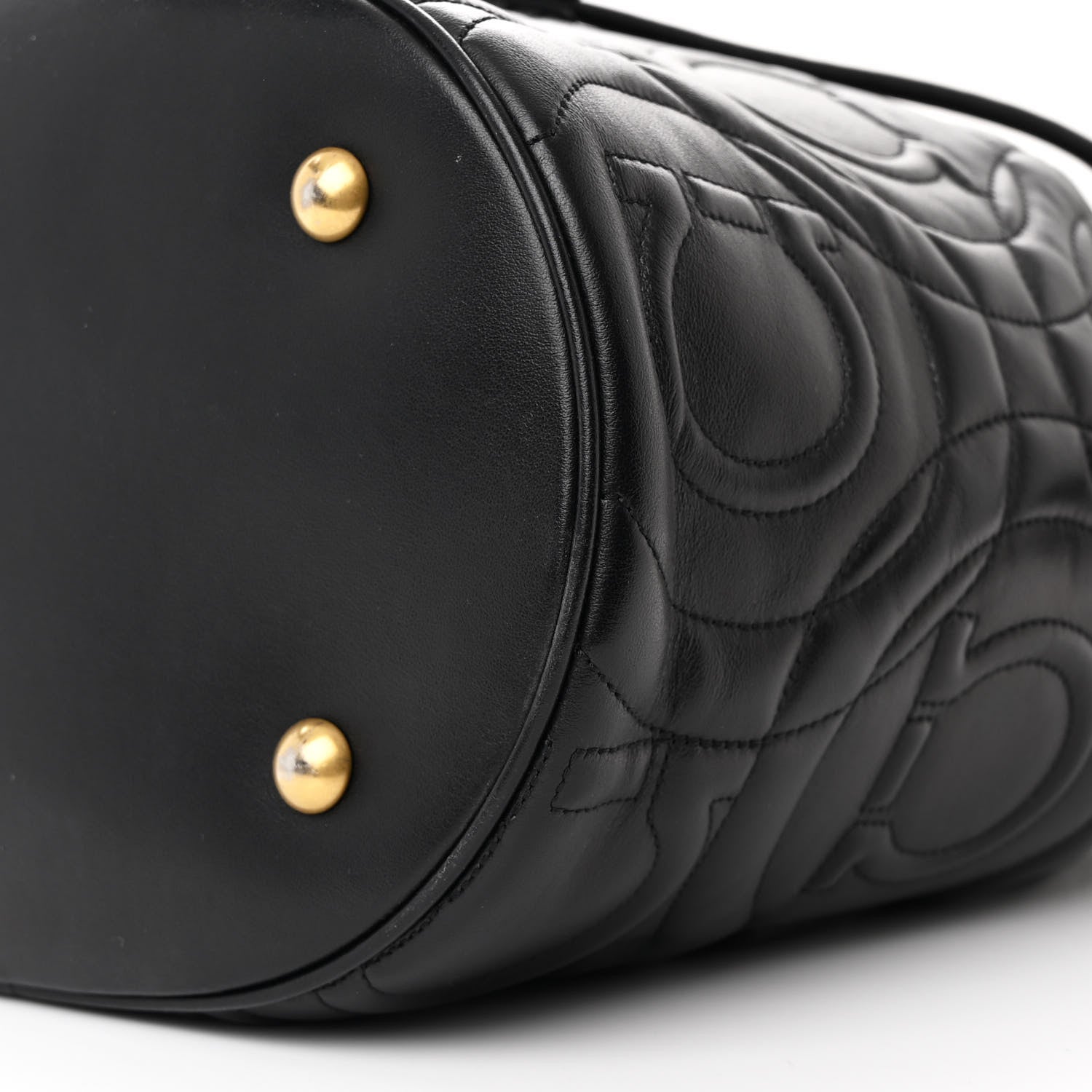 Salvatore Ferragamo Calfskin Quilted Gancini Bucket Bag Black 10 of 12
